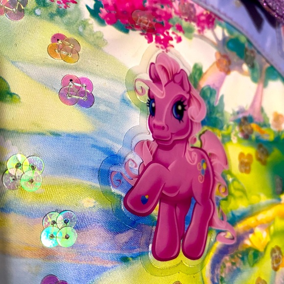 MY LITTLE PONY NWOT VINTAGE 2004 MINI HAND BAG EMBOSSED, SEQUINS, LAVENDER - Picture 4 of 15